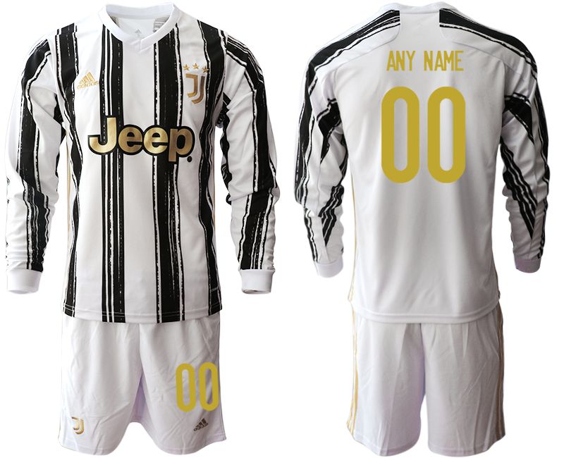 Men 2020-2021 club Juventus home long sleeves customized white Soccer Jerseys->juventus jersey->Soccer Club Jersey